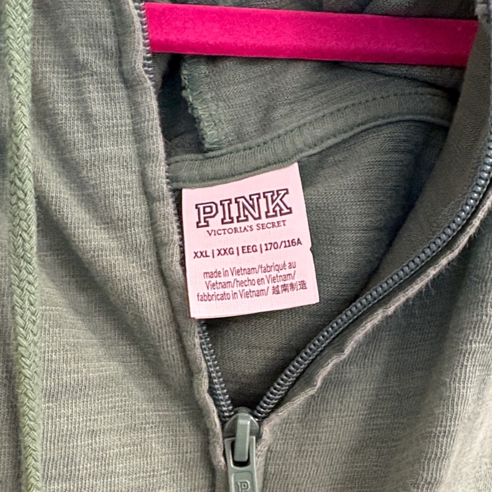 PINK Victoria's Secret Sage Green Zip-Up Cropped Jacket - Picture 2 of 3